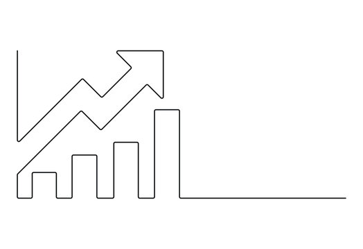 recommend clip art: Business growth graph and arrow continuous one line drawing vector illustration. Pro vector