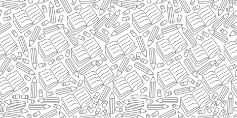 Back to school Background. Back to school theme pattern. book seamless pattern. book and pencil pattern. School and Education Pattern background. School seamless background. Education theme pattern.