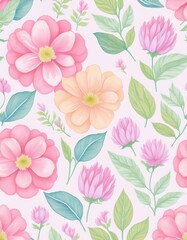 Obraz premium Soft Floral Symphony: Seamless Pastel Pattern