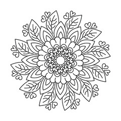 Elegant Simple Mandala line Drawing for print or use as Embroidery design