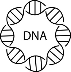 DNA icon. deoxyribonucleic Acid Vector outline Design. DNA sign template for web and mobile UI element. Spiral molecule medical bio tech vector illustration isolated on transparent background.
