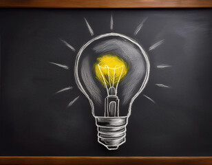 Light bulb drawn on a blackboard. Back to school, Conceptual vector illustration.