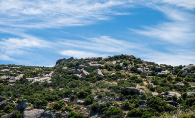 View from road trip  landscape with blue sky and clouds