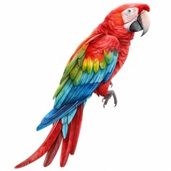 Obraz premium parrot with vibrant, colorful feathers rendered in watercolor style. Isolated on a white background