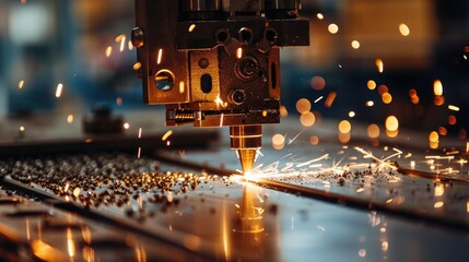 Fototapeta premium Metal being cut by laser cutting device