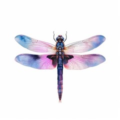 a dragonfly with detailed wings, rendered in watercolor style. Isolated on a white background
