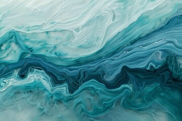 Obraz premium Blue and white swirls creating a dynamic and vibrant abstract painting, Flowing rivers of aqua and teal