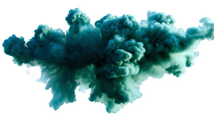 green smoke explosion isolated on white