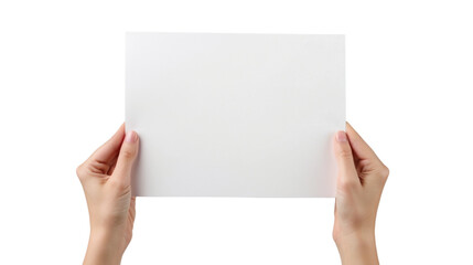 hands holding paper isolated on transparent background