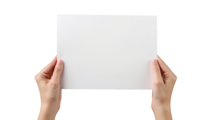 hands holding paper isolated on transparent background