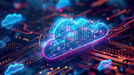 Obraz premium Cloud Computing on Digital Circuitry