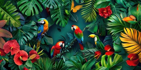 Parrots on Forest Canopy