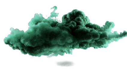 green smoke explosion isolated on white