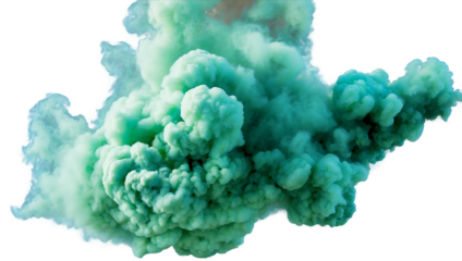 green smoke explosion isolated on white