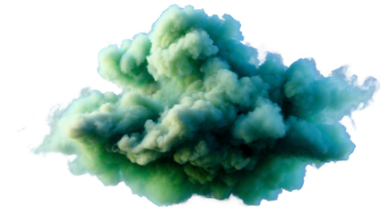 green smoke explosion isolated on white