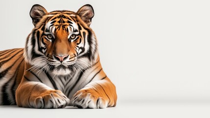 a majestic tiger, isolated on background. bright natural sunlight 