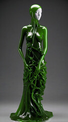 Elegence vintage style of shocking contrast colors with sculpture and liquid waves