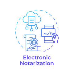 Electronic notarization blue gradient concept icon. Digital signing, cloud storage. Round shape line illustration. Abstract idea. Graphic design. Easy to use in infographic, presentation