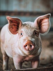 pig isolated on metal background