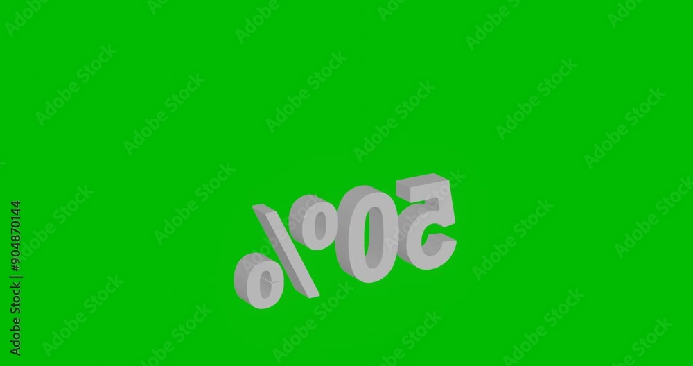 Poster animation of rotation of a white 50 percent symbol with shadow. simple and complex rotation. seamles