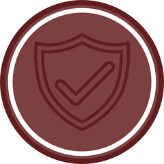 Shield with checkmark Vector Line Double Circle Maroon