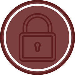Lock Vector Line Double Circle Maroon