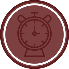 Clock with checkmark Vector Line Double Circle Maroon
