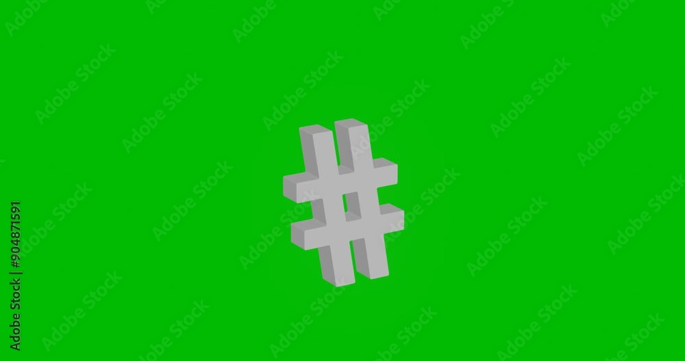 Poster animation of rotation of a white hash symbol with shadow. simple and complex rotation. seamless loop