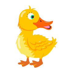 Happy duck sticker in flat style 

