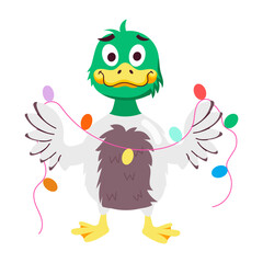 A flat style sticker of angry fowl 

