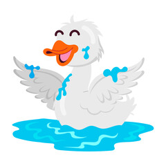 A flat sticker of duck thinking 

