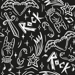 An engaging RockThemed Illustration that incorporates colorful Doodles and various Symbols