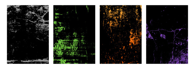 Halloween theme grunge textures. Set of color backgrounds for Halloween festive spooky graphic design. Vector illustration.