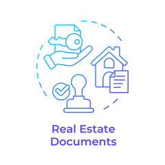 Real estate documents blue gradient concept icon. Property rights, notarization. Round shape line illustration. Abstract idea. Graphic design. Easy to use in infographic, presentation