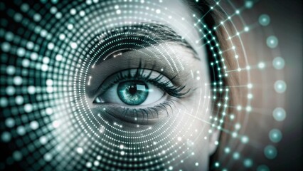 Innovative biometric data processing background with numbers
