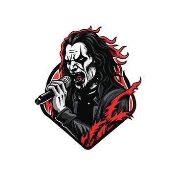 recommend clip art: Vector illustration of a rockstar singing into a microphone with a dramatic black and red color scheme.