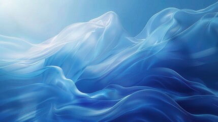 Obraz premium Azure Flow: Ethereal blue fabric dances gracefully in an abstract composition, its translucent folds catching the light in a mesmerizing display of movement and texture.