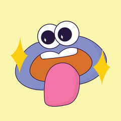 simple colorful mouth mascot icon illustration
