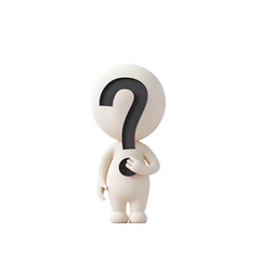 3D icon of a red question mark with a thinking person on transparent background