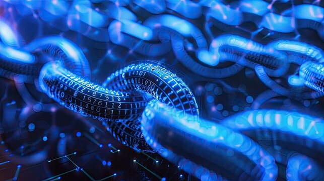 blockchain security chain with encoded links