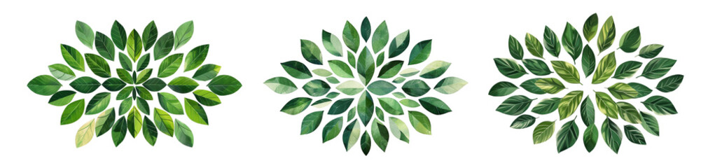 Naklejka premium An eco-friendly icon made of green plant leaves symbolizing sustainability and nature isolated on transparent background cutout png