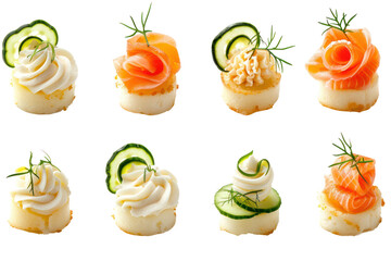 Each canape is shown in detail, separated on a white background.