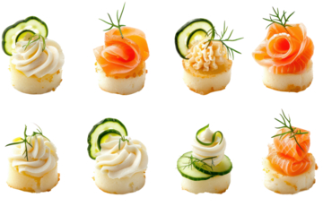 Each canape is shown in detail, separated on a white background.
