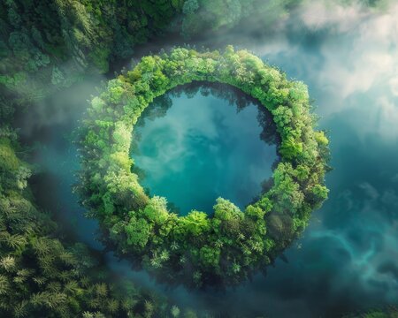 Eternal circular economy concept for sustainable growth in harmony with nature and the ecosystem