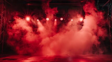 Fototapeta premium Vibrant Concert Stage with Dynamic Lighting and Smoke Effects