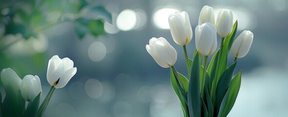 a very detailed close up of algunos tulipanes blancos sobre un fondo minimalista nordico con filtro de luz clara