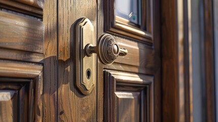 Vintage Brass Door Knob on Elegant Wooden Door