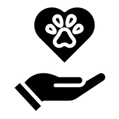Animal Paw and Human Hand Icon. Animal Donation and care concept. Adoption of Pets, Shelter, Charity Icon.