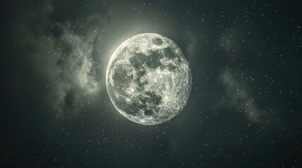 Isolated full moon against dark backdrop