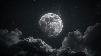 Isolated full moon against dark backdrop